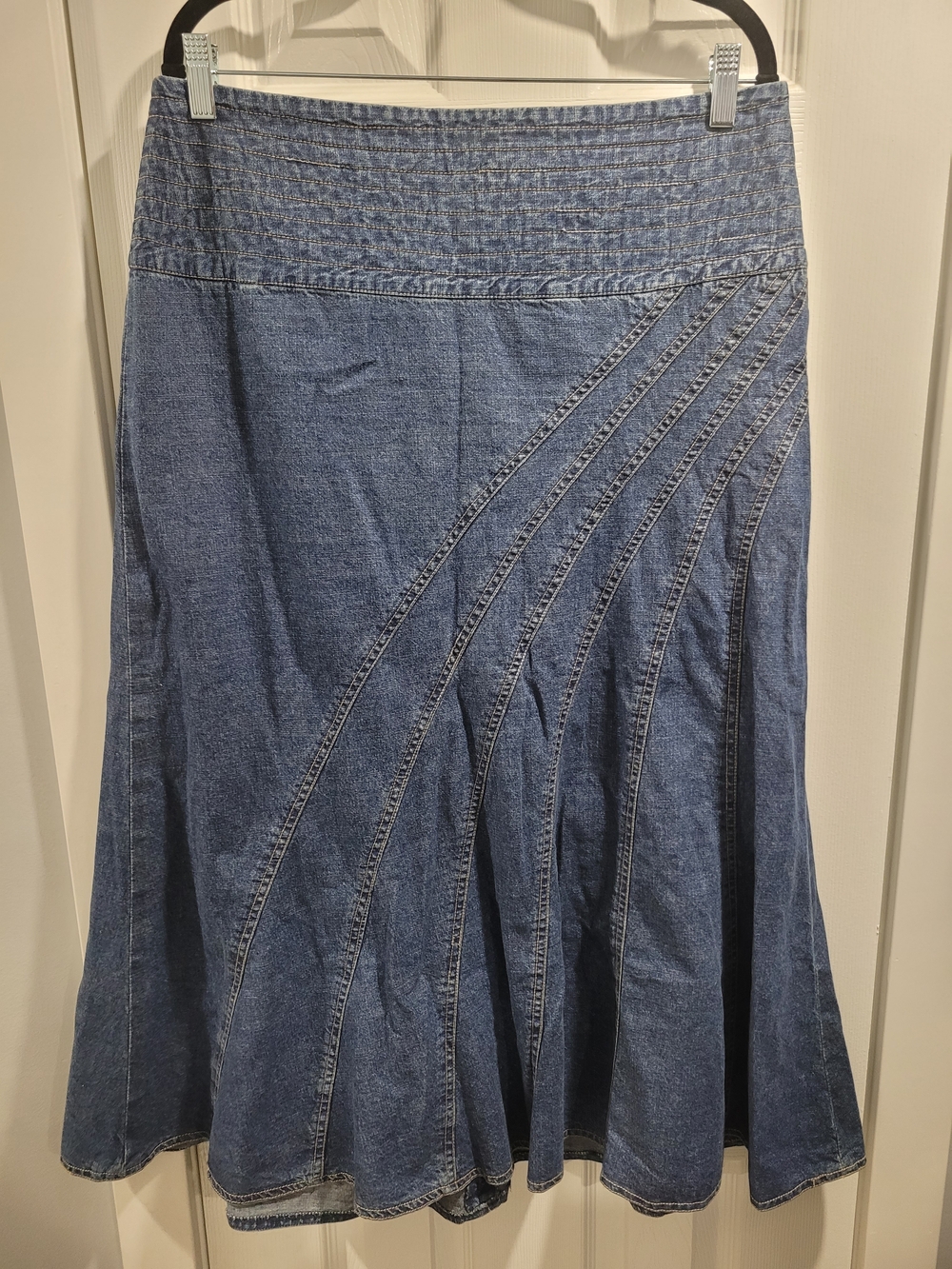 Vintage Jessica Sport Cotton Blue Denim Flared Skirt Size 12